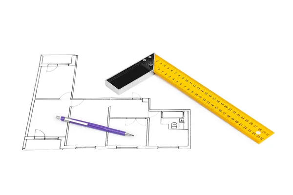 Apartament planu na białym tle na białym tle — Zdjęcie stockowe