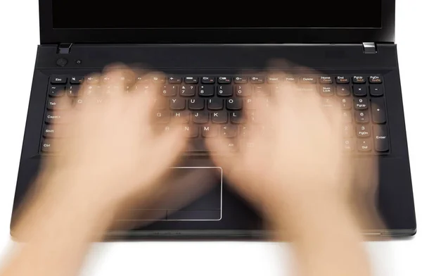 Notebook and motion blur hands — Stock Photo, Image