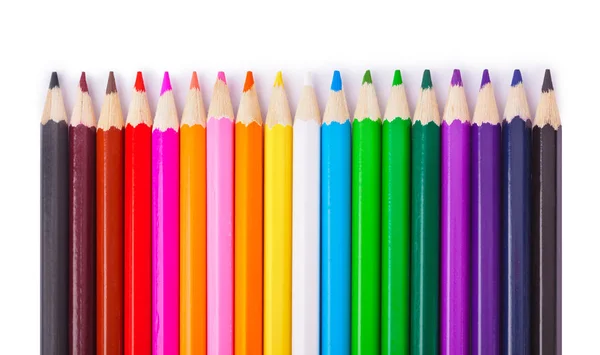 Crayons multicolores isolés sur fond blanc — Photo