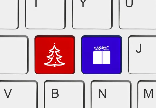 Computer keyboard with Christmas keys — Stock Photo, Image