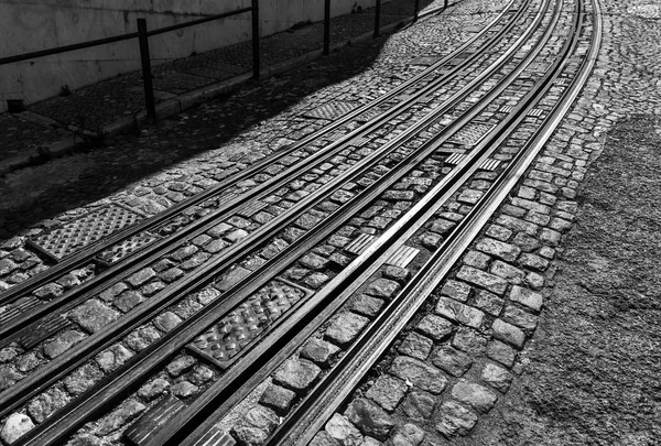 Tram rails - Lisbon Portugal — Stock Photo, Image