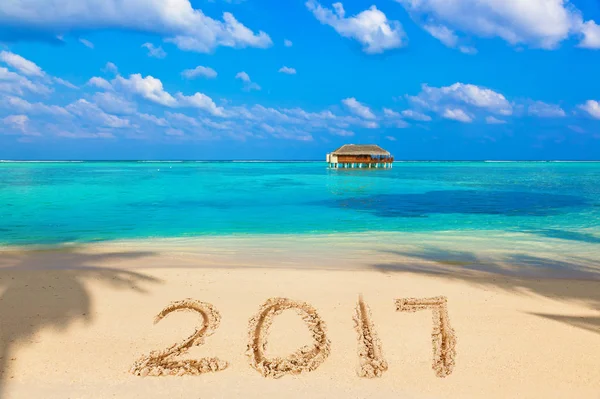 Numbers 2017 on beach — Stock Photo, Image