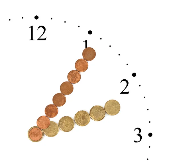 Para sikkeleri yapılmış saat — Stok fotoğraf