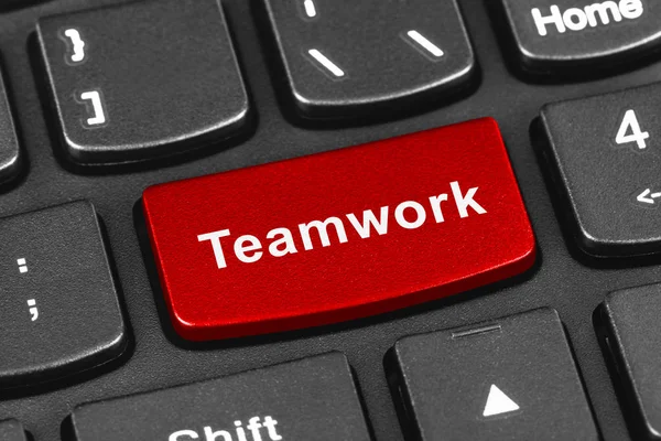 Computer laptop toetsenbord met Teamwork sleutel — Stockfoto