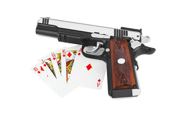 Пістолет та грають у карти ліцензованих запасів
