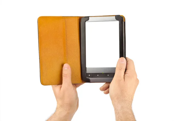 Hands with E-book reader — Stock Photo, Image