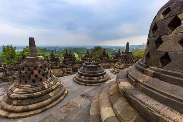 Borobudur Buddist Tapınağı - ada Java Endonezya — Stok fotoğraf