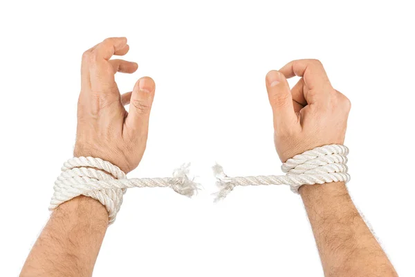Hands and breaking rope — Stock Photo, Image