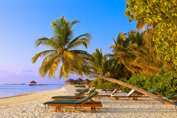 Stolar på Maldiverna strand — Stockfoto