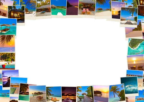 Moldura feita de Maldivas fotos de praia (minhas fotos ) — Fotografia de Stock