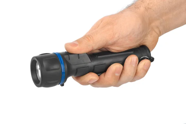 Flashlight in hand — Stock Photo, Image