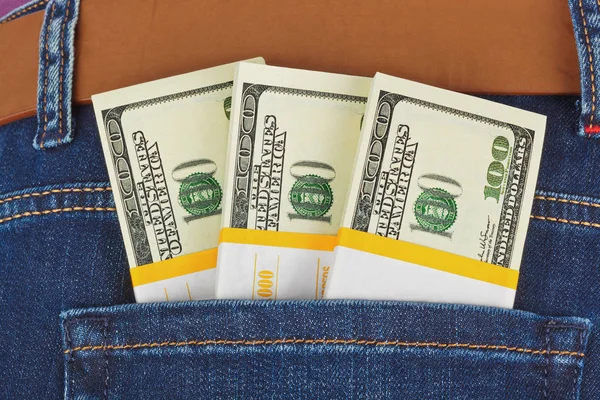 Money in jeans pocket — Stock Photo, Image