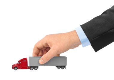 Toy car truck in hand clipart