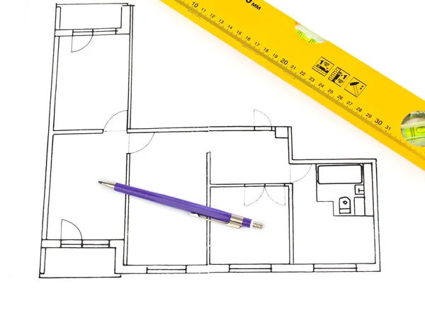 Plano de apartamento aislado sobre fondo blanco —  Fotos de Stock