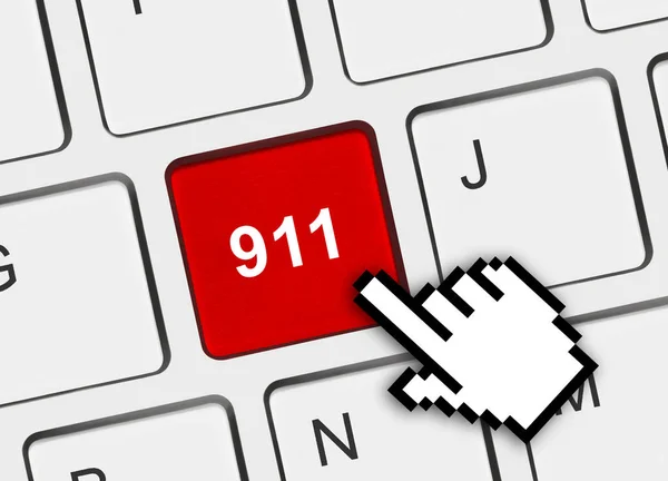 Teclado do computador com chave 911 — Fotografia de Stock