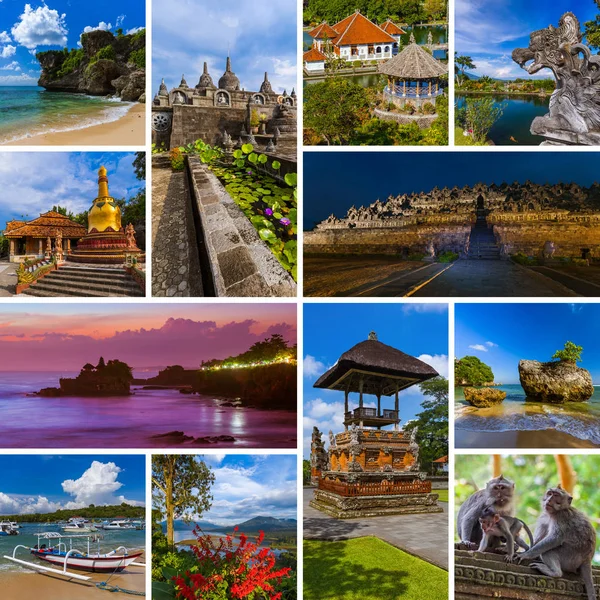 Kolase Bali Indonesia gambar perjalanan (foto saya ) — Stok Foto