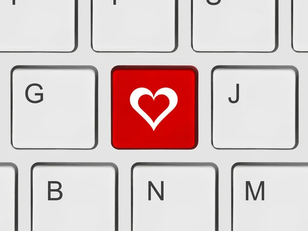 Teclado de computador com chave de amor — Fotografia de Stock