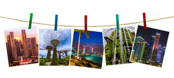 Singapura viagens imagens (minhas fotos) em clothespins — Fotografia de Stock