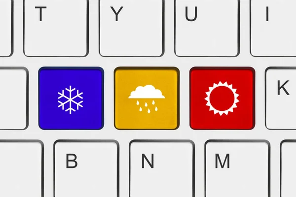 Teclado do computador com tecla Weather — Fotografia de Stock