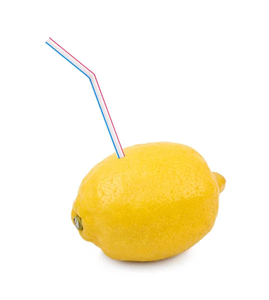 Fruta y paja de limón —  Fotos de Stock