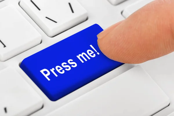 Computer notebook keyboard with Press me key — Stock Photo, Image