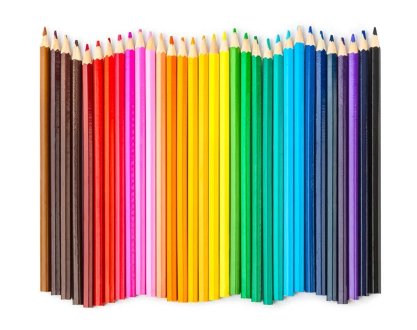 Crayons multicolores isolés sur fond blanc — Photo