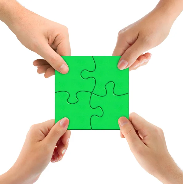 Hands and puzzle — Stock Photo, Image