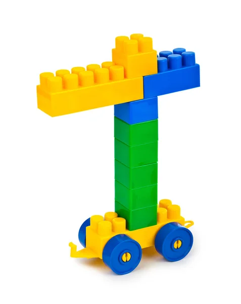 Toy construction hoisting crane — Stock Photo, Image