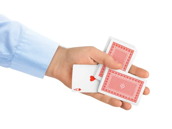 Main et cartes à jouer — Photo