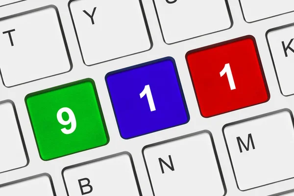 Computer keyboard with 911 key — Stock Photo, Image