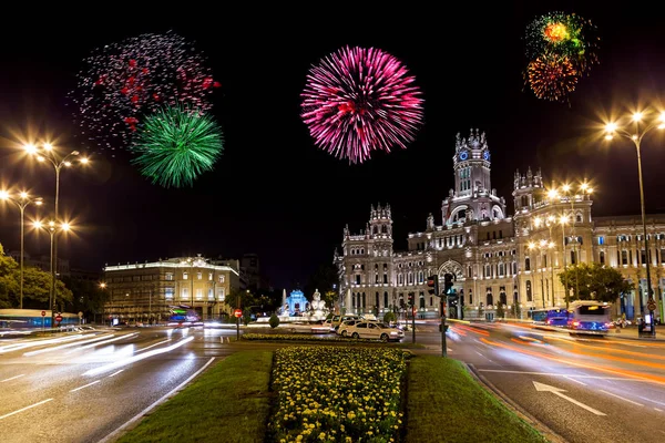 Fogos de artifício em Madrid Espanha — Fotografia de Stock