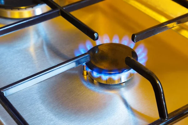 Flames of gas - kitchen stove — Stock Photo, Image