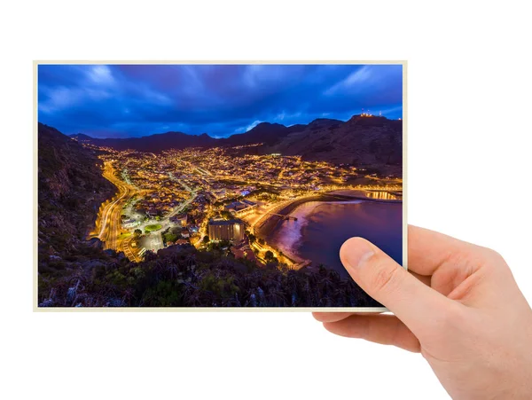 Hand and Town Machico - Madeira Portogallo (la mia foto ) — Foto Stock