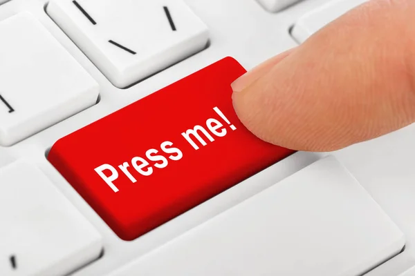 Computer notebook keyboard with Press me key — Stock Photo, Image