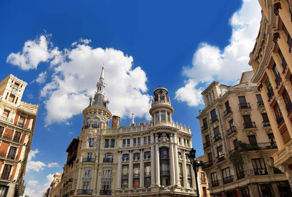 Street and houses at Madrid Spain - architecture background