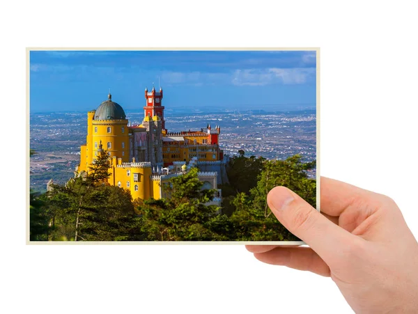 Mano y Palacio de Pena en Sintra - Portugal (mi foto ) — Foto de Stock