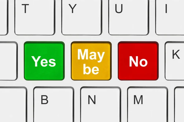 Teclado de ordenador con teclas Yes No y Maybe — Foto de Stock