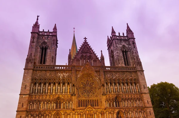 Cathedral in Trondheim Norway at sunset — Stock Photo, Image