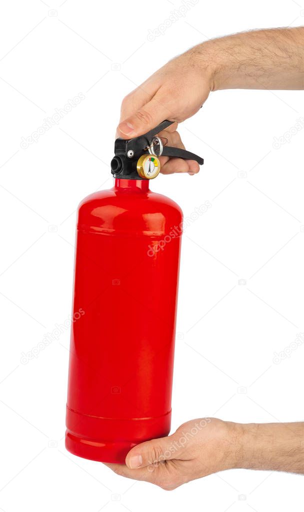 Hands with fire extinguisher