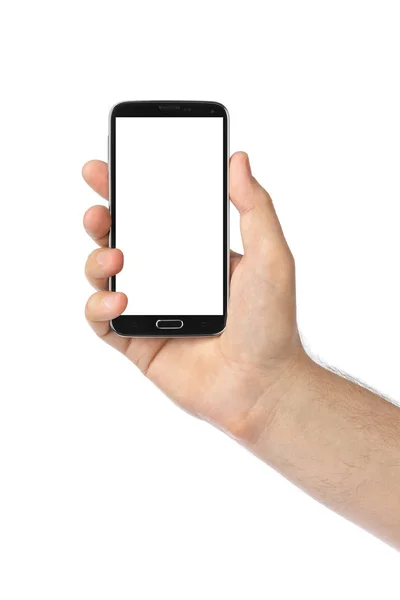 Hand met smartphone — Stockfoto