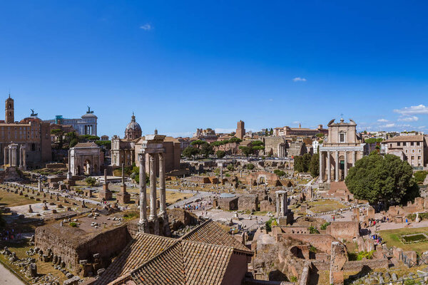 Roman forum ruins in Rome Italy