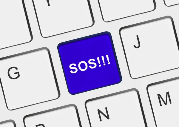 Computer keyboard with SOS key — Stock Photo, Image