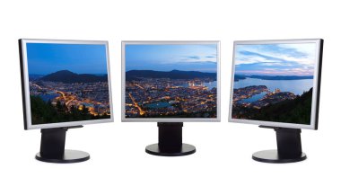 Bergen Norveç bilgisayar monitörlerinde Panoraması
