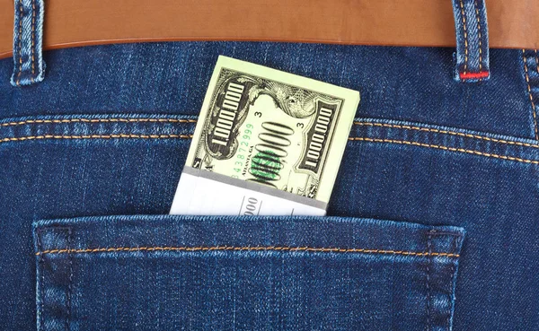 Money in jeans pocket — Stock Photo, Image