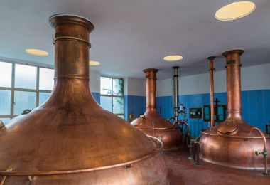 Vintage bakır çaydanlık - Belçika bira fabrikası