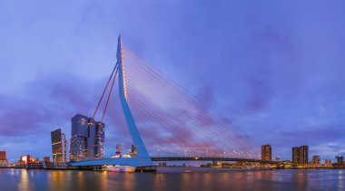 Erasmus Köprüsü ve Rotterdam cityscape - Hollanda