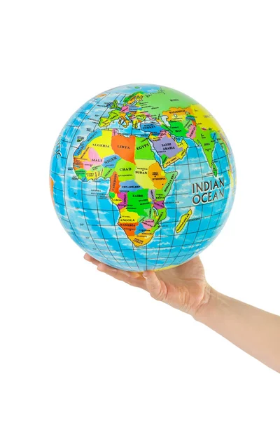 Hand met globe — Stockfoto