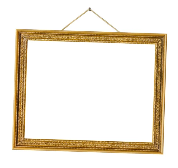 Old wooden picture frame hanging on a rope — Stock Photo, Image