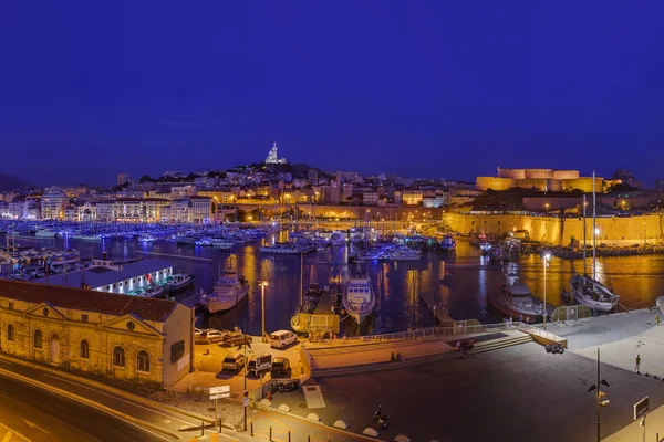 Old Port and Basilica of Notre Dame - Marseille France — Stock Photo, Image