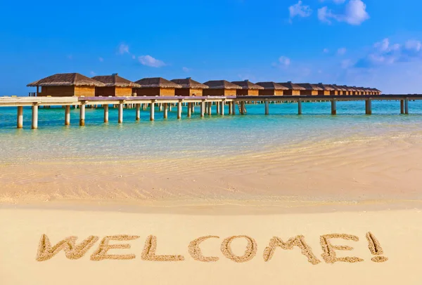 Palabra Bienvenido a la playa — Foto de Stock